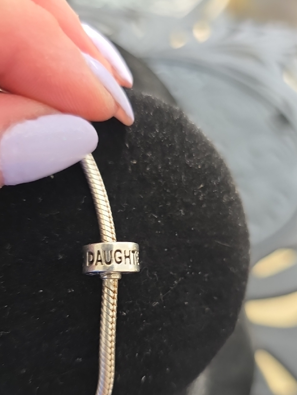 Silver 'Daughter' Charm Bead for Women's Bracelet